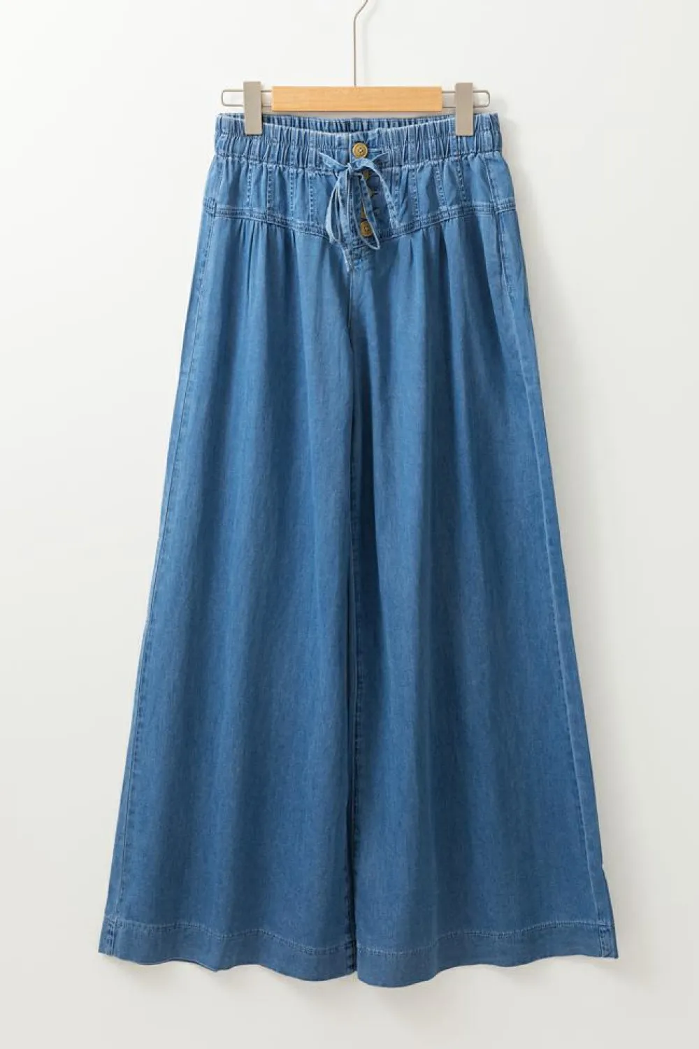 Online Dear-Lover Mineral Wash Button Fly Waist Wide Leg Jeans Dusk Blue