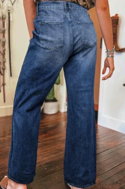 Clearance Dear-Lover Mineral Wash High Rise Ripped Jeans Dusk Blue