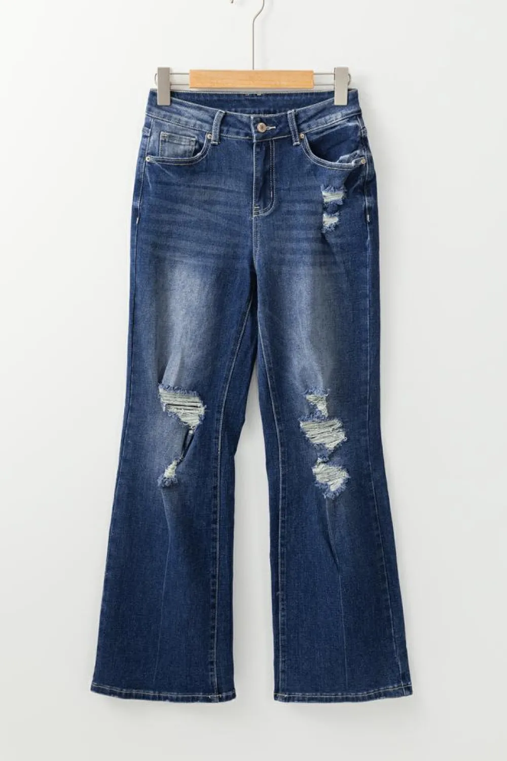 Clearance Dear-Lover Mineral Wash High Rise Ripped Jeans Dusk Blue