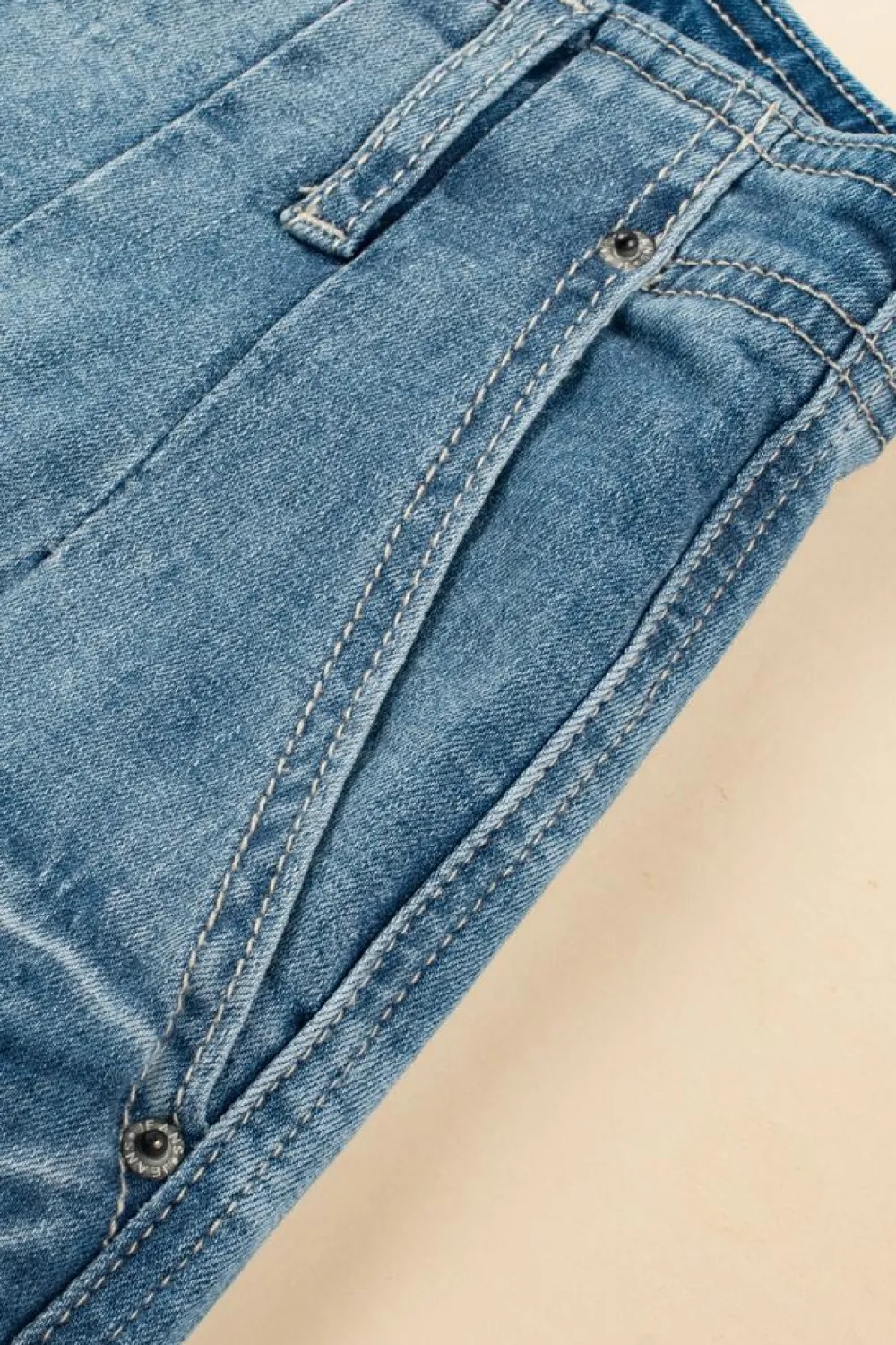 Sale Dear-Lover Multi Buttons Medium Wash Straight Loose Leg Jeans Dusk Blue