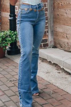 Outlet Dear-Lover Pearl Boot Cut Denim Jeans Dusk Blue