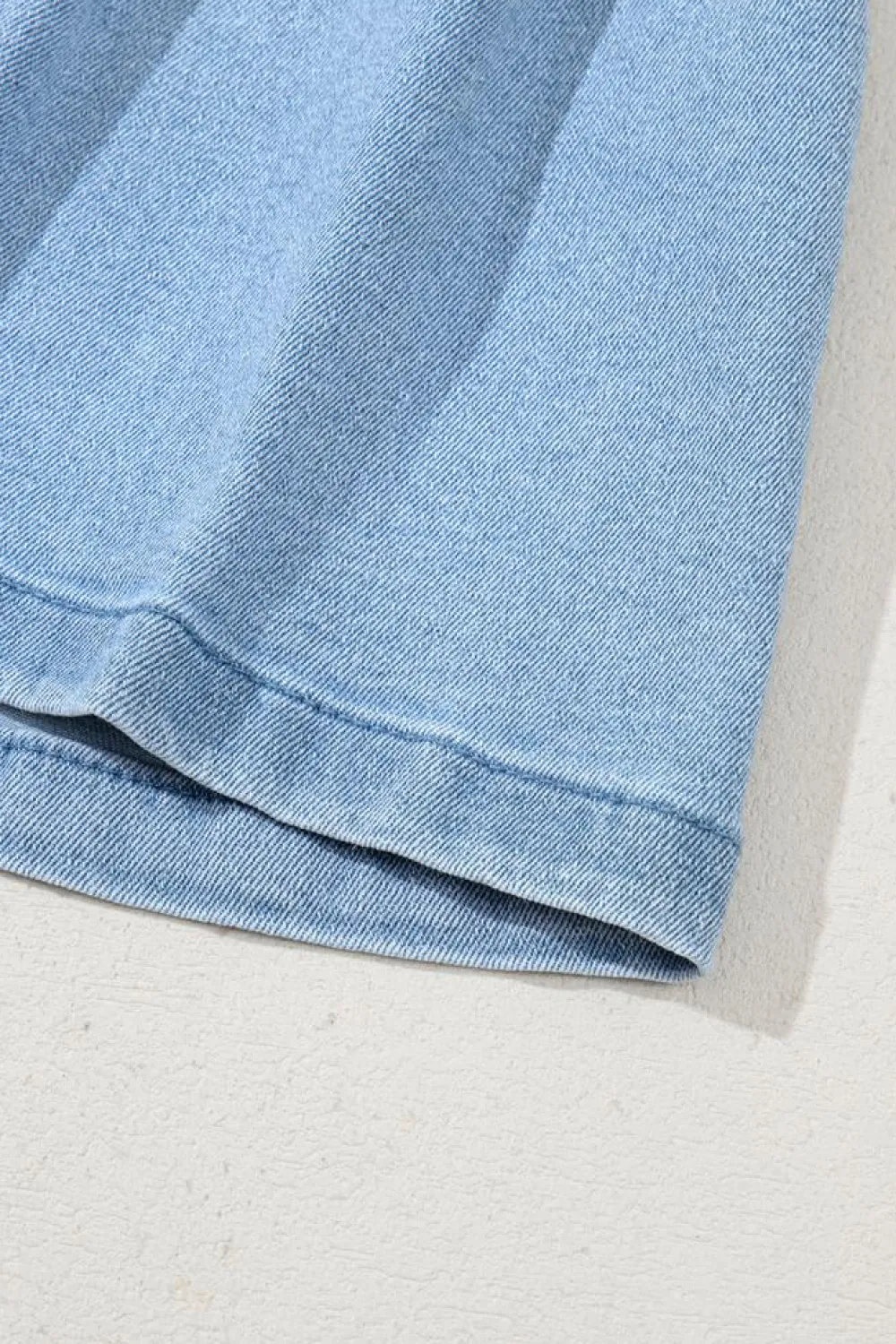 Discount Dear-Lover Pleated Patchwork Wide Leg Lightweight Denim Shorts Dusk Blue