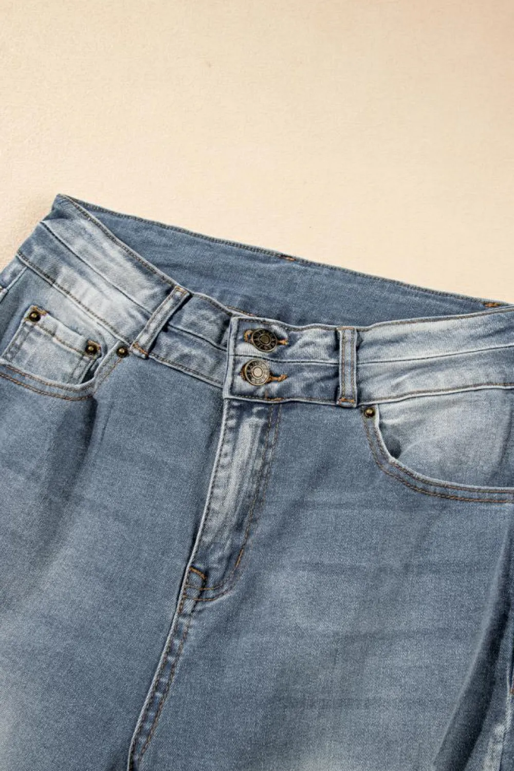 Sale Dear-Lover Vintage Light Wash Ripped Raw Edge Flare Jeans Dusk Blue