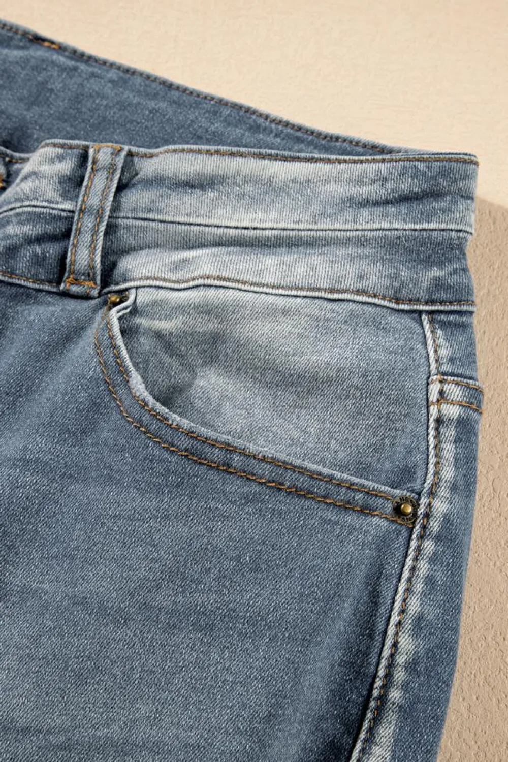 Sale Dear-Lover Vintage Light Wash Ripped Raw Edge Flare Jeans Dusk Blue