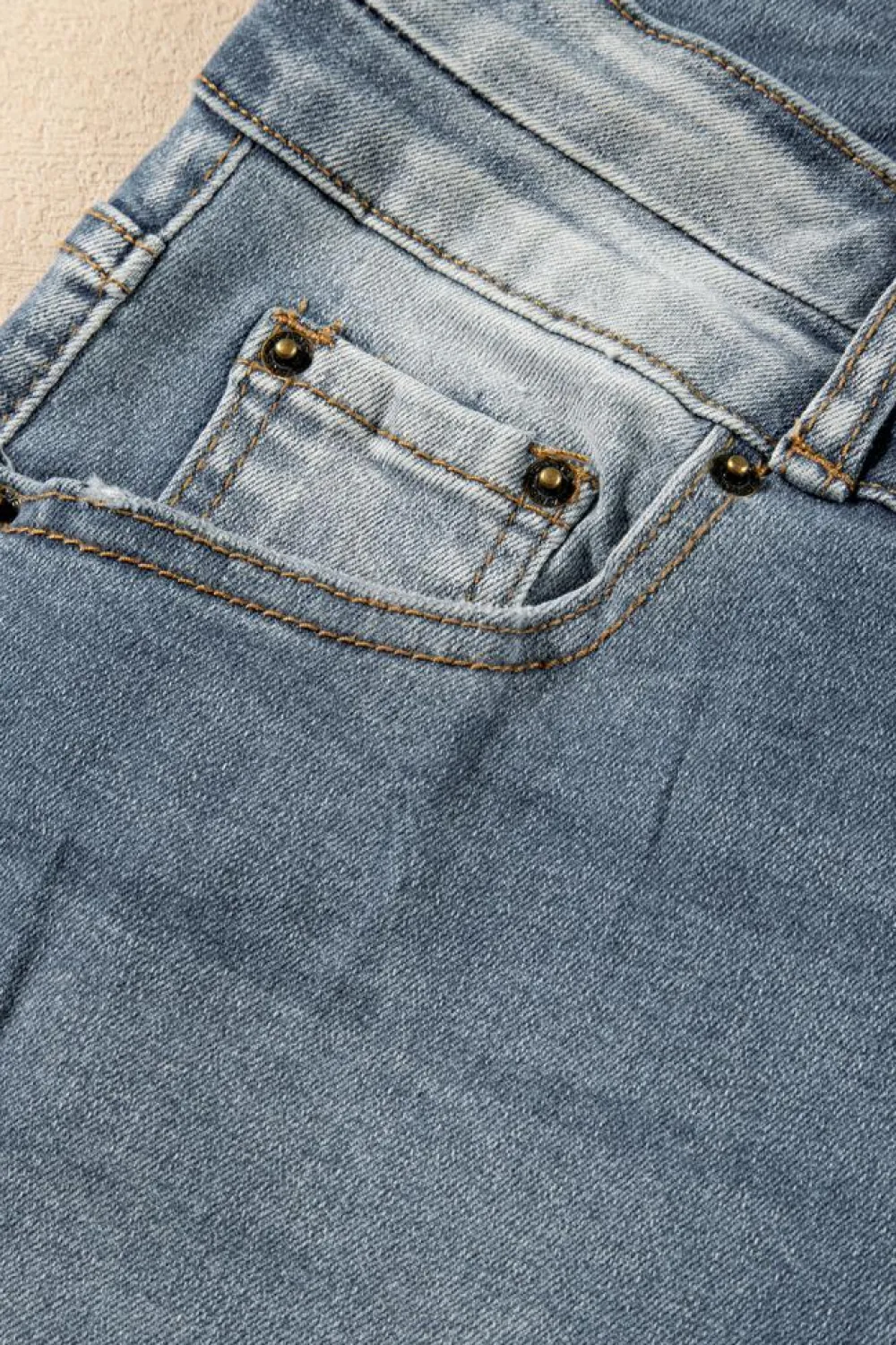 Sale Dear-Lover Vintage Light Wash Ripped Raw Edge Flare Jeans Dusk Blue