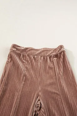 Outlet Dear-Lover Solid Color High Waist Flare Corduroy Pants Dusty Pink