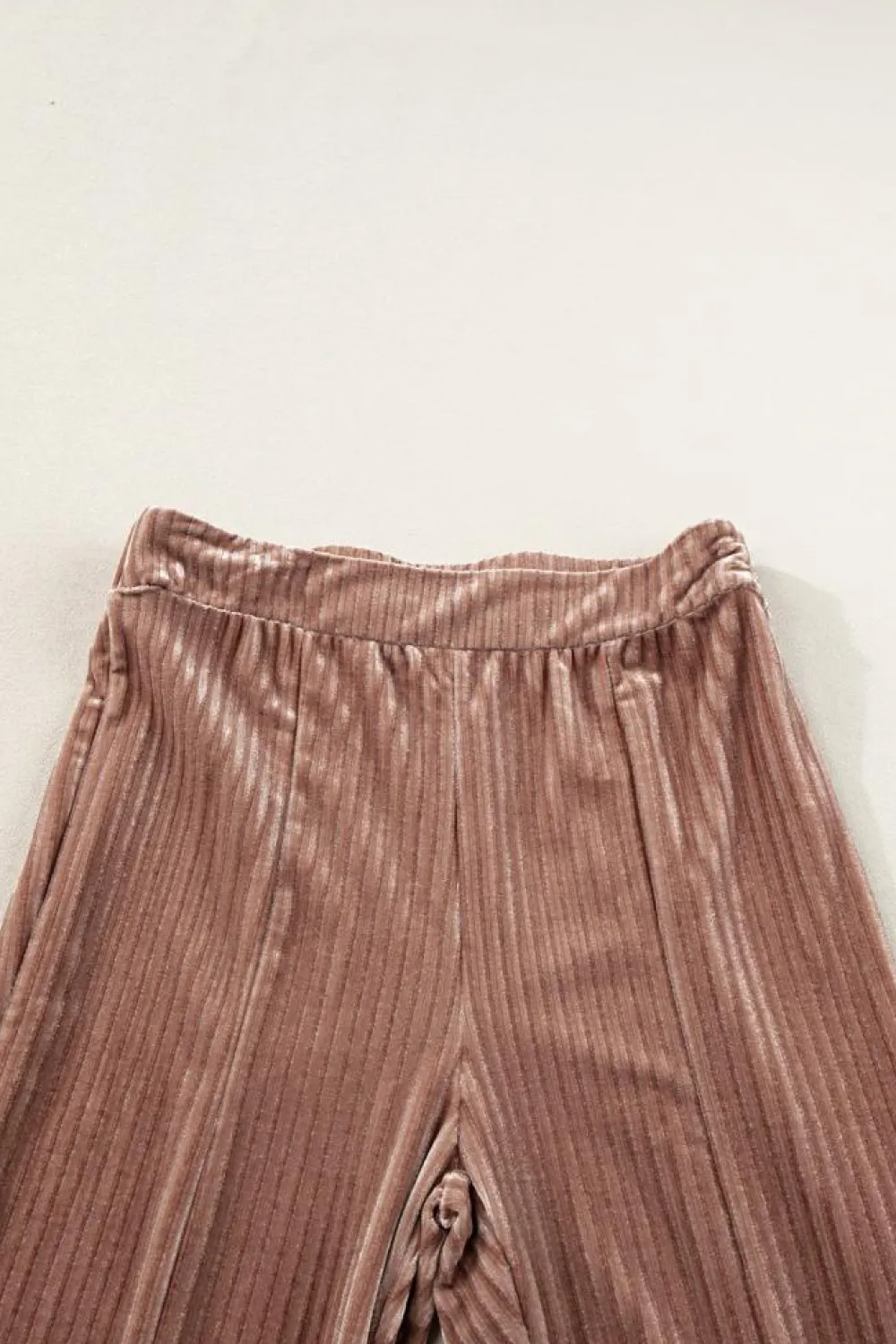 Outlet Dear-Lover Solid Color High Waist Flare Corduroy Pants Dusty Pink