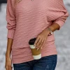 Discount Dear-Lover Textured Knit Long Sleeve Top Dusty Pink