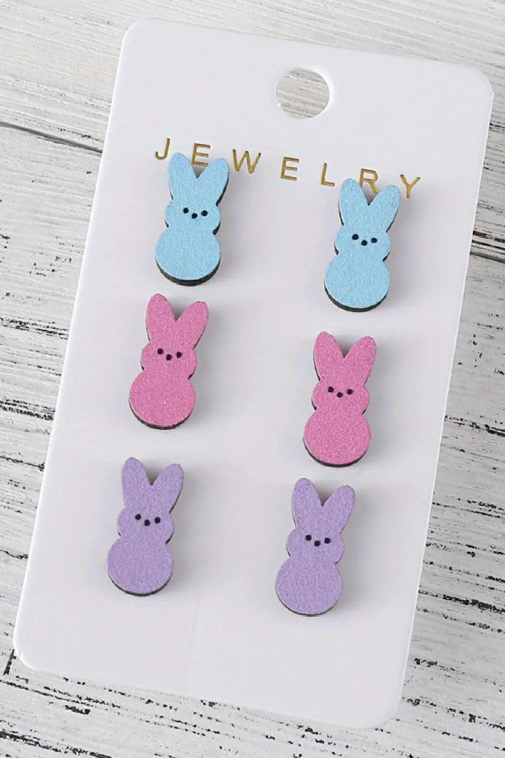 Discount Dear-Lover Easter Bunny Doll Wooden Earrings White