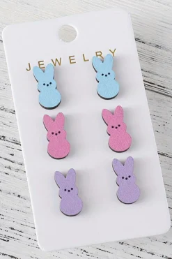 Discount Dear-Lover Easter Bunny Doll Wooden Earrings White