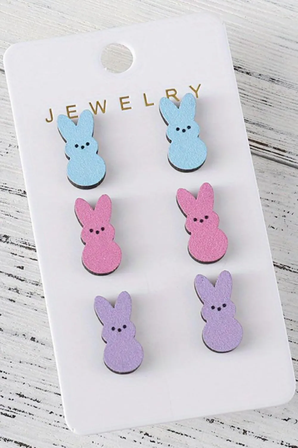 Discount Dear-Lover Easter Bunny Doll Wooden Earrings White