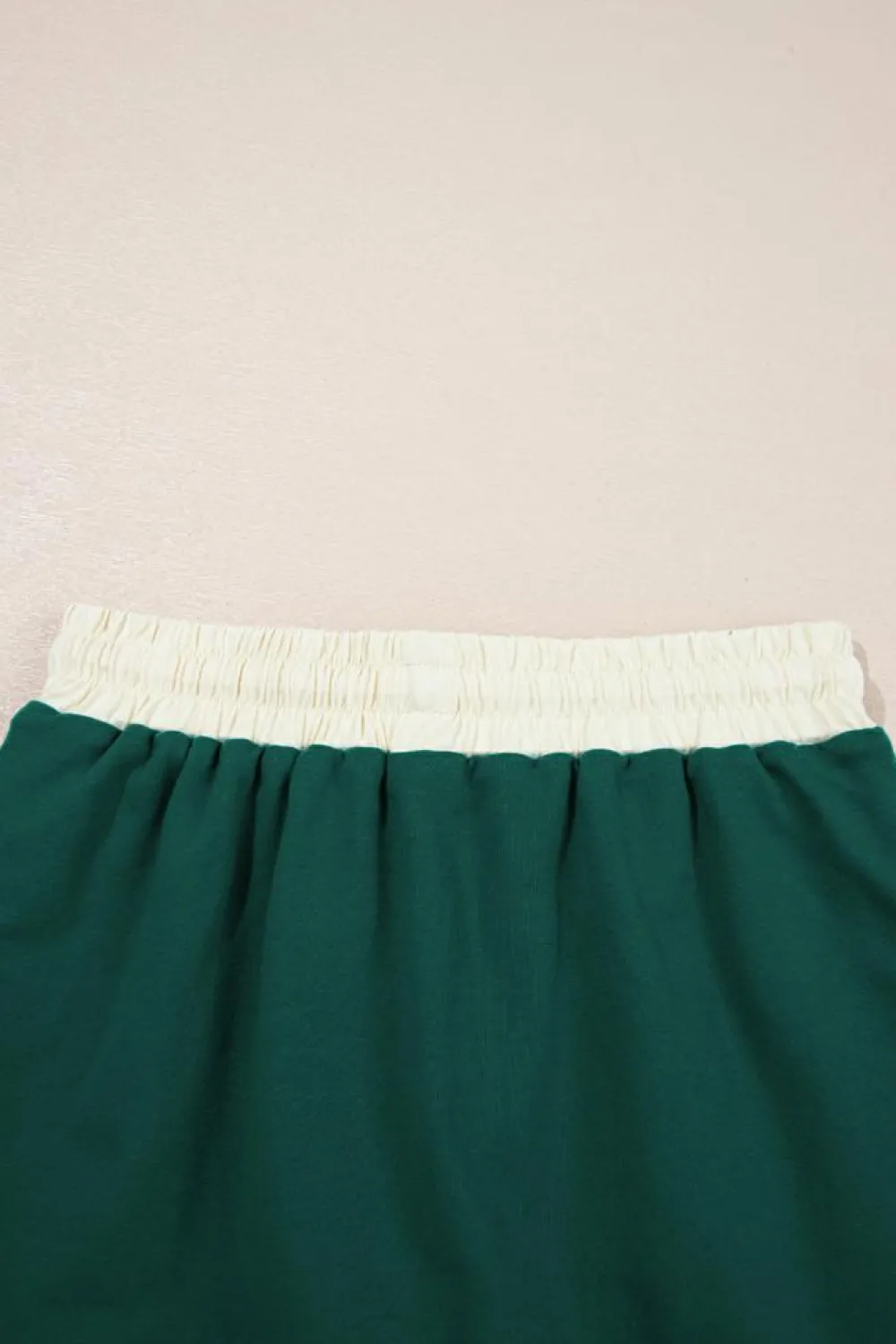New Dear-Lover Colorblock Edge Drop Shoulder T Shirt and Skort 2Pcs Set Evergreen