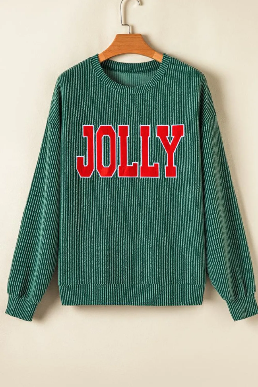 Clearance Dear-Lover JOLLY Corded Long Sleeve Top and Pockets Pants Set Evergreen