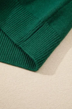 Hot Dear-Lover Pearled Drop Shoulder Round Neck Sweater Evergreen