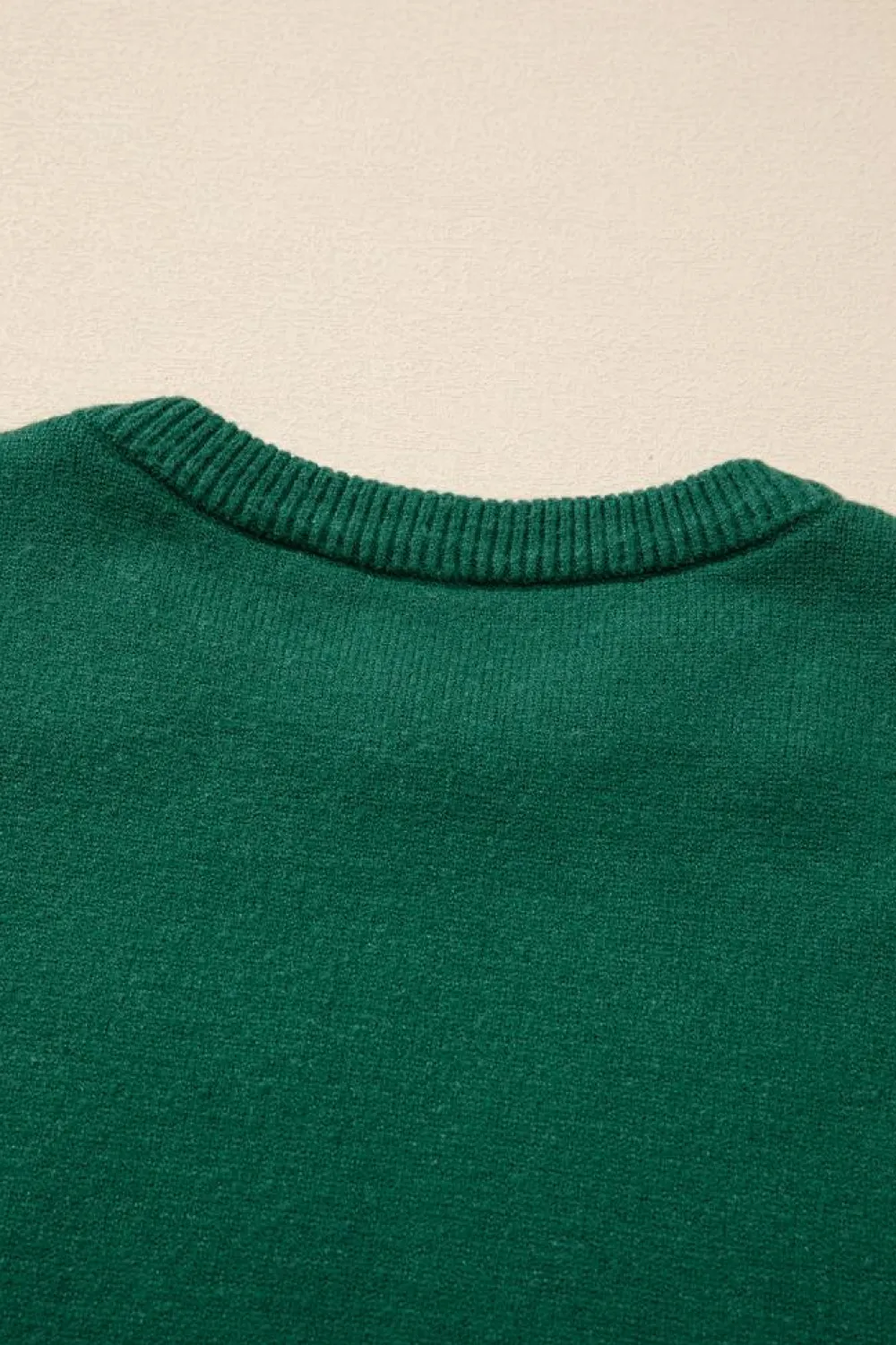 Hot Dear-Lover Pearled Drop Shoulder Round Neck Sweater Evergreen