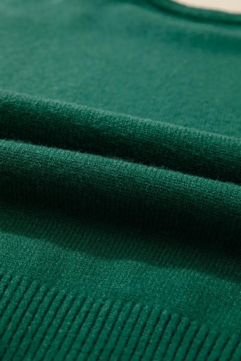 Hot Dear-Lover Pearled Drop Shoulder Round Neck Sweater Evergreen