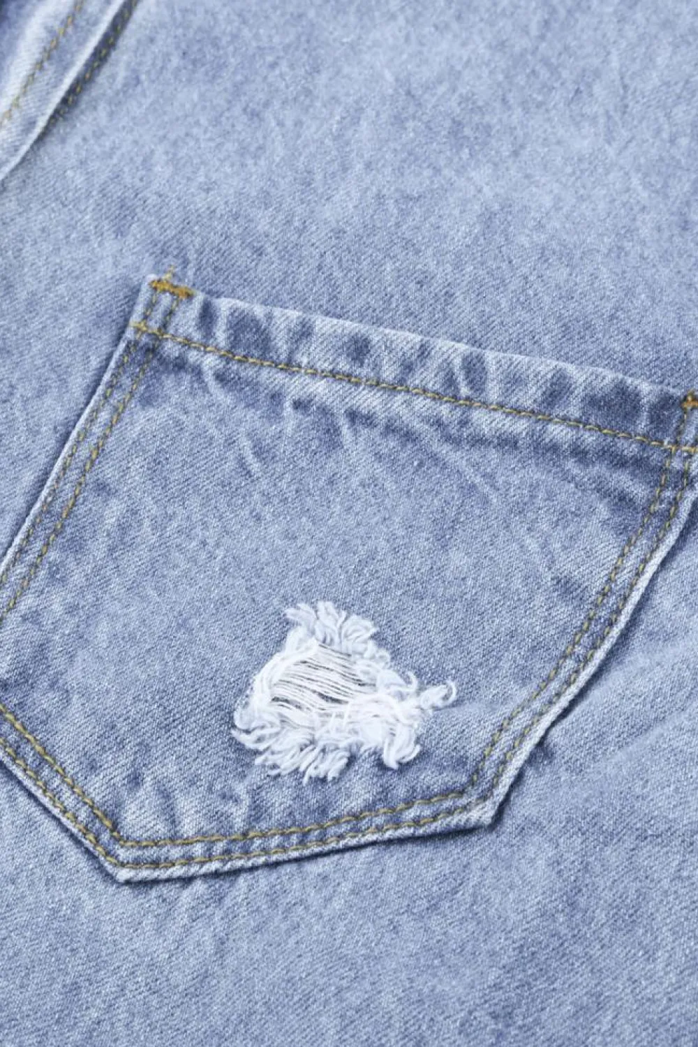 Sale Dear-Lover Fade Blue Ripped Denim Jacket Sky Blue