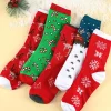 Hot Dear-Lover 5 Pairs/Set Christmas Cartoon Elk Soft Socks Set with Box Fiery Red