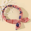 Hot Dear-Lover American Flag Bowknot Elastic Headband Fiery Red