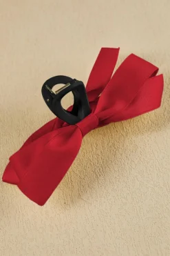 Clearance Dear-Lover Bow Decor Large Hair Claw Clip Fiery Red