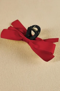 Clearance Dear-Lover Bow Decor Large Hair Claw Clip Fiery Red