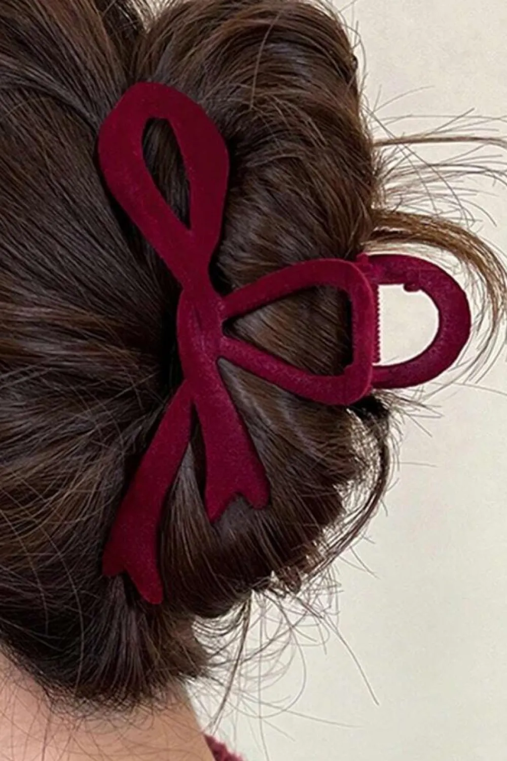 Clearance Dear-Lover Bow Knot Velvet Large Hair Clip Fiery Red