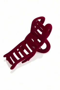 Clearance Dear-Lover Bow Knot Velvet Large Hair Clip Fiery Red