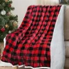 Fashion Dear-Lover Buffalo Plaid Print Sherpa Large Throw Blanket Fiery Red