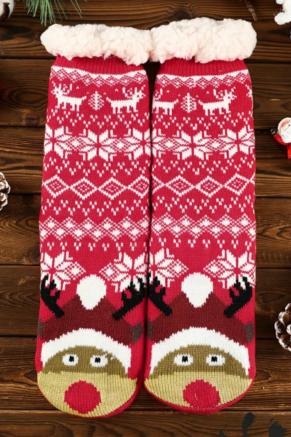 Online Dear-Lover Christmas Flake Thermal Socks Fiery Red
