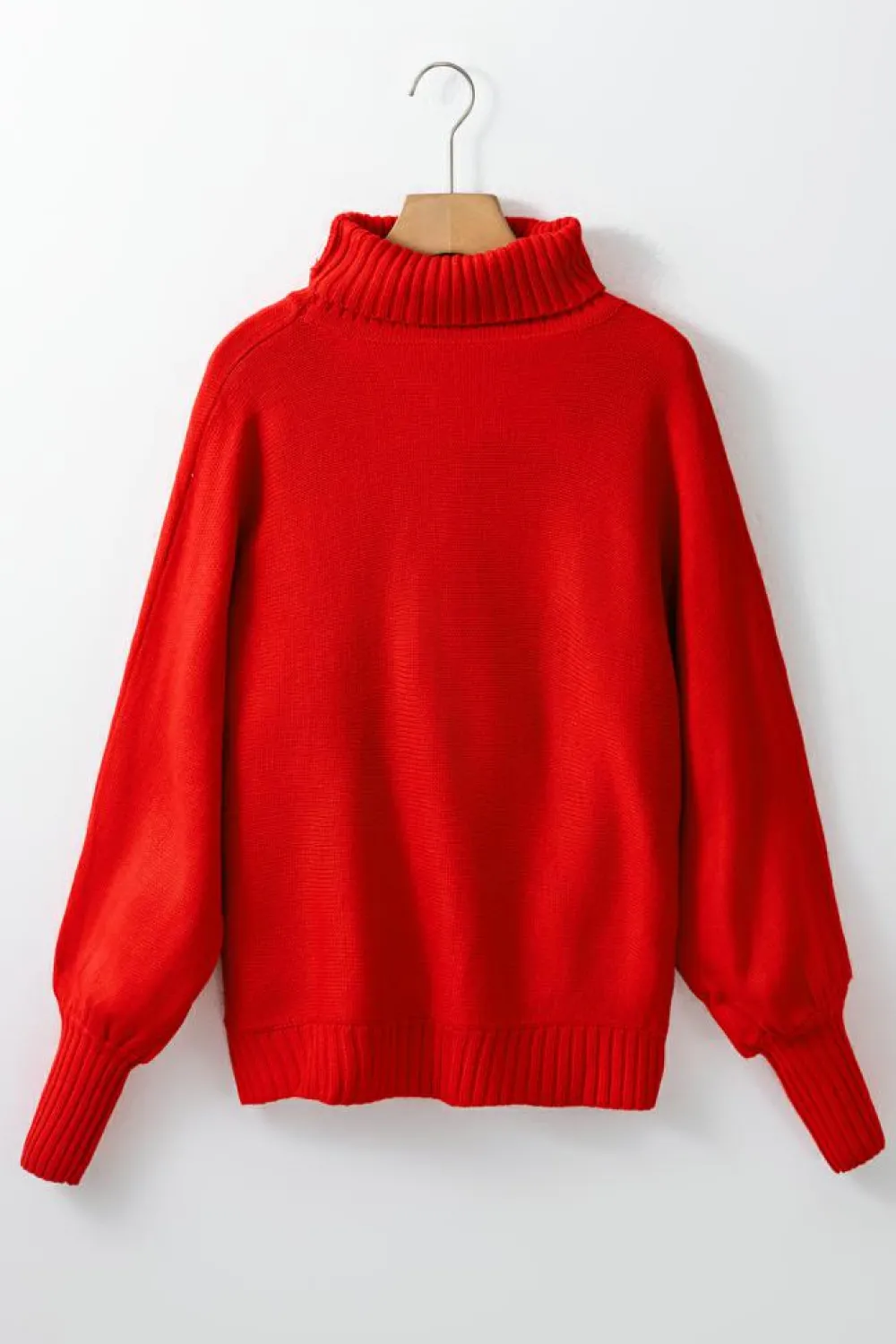 Clearance Dear-Lover Christmas Holly Jolly Tinsel Graphic High Neck Sweater Fiery Red