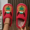 Online Dear-Lover Christmas Reindeer Pattern Thick Sole Plush Slippers Fiery Red