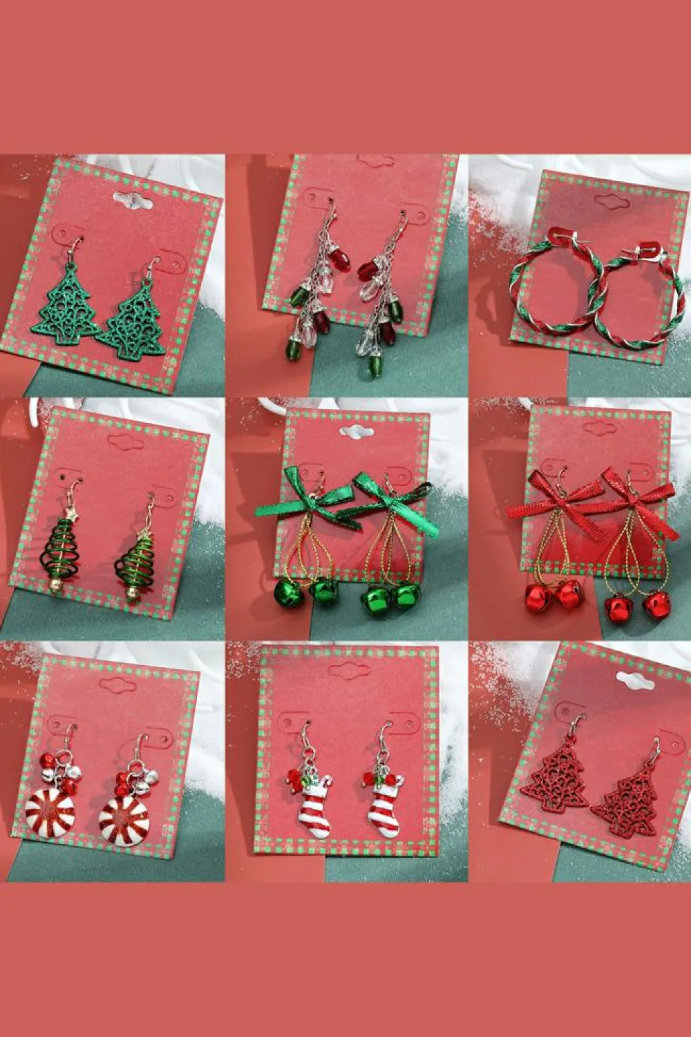 Online Dear-Lover Christmas Style Bow Knot Bells Dangle Earrings Fiery Red