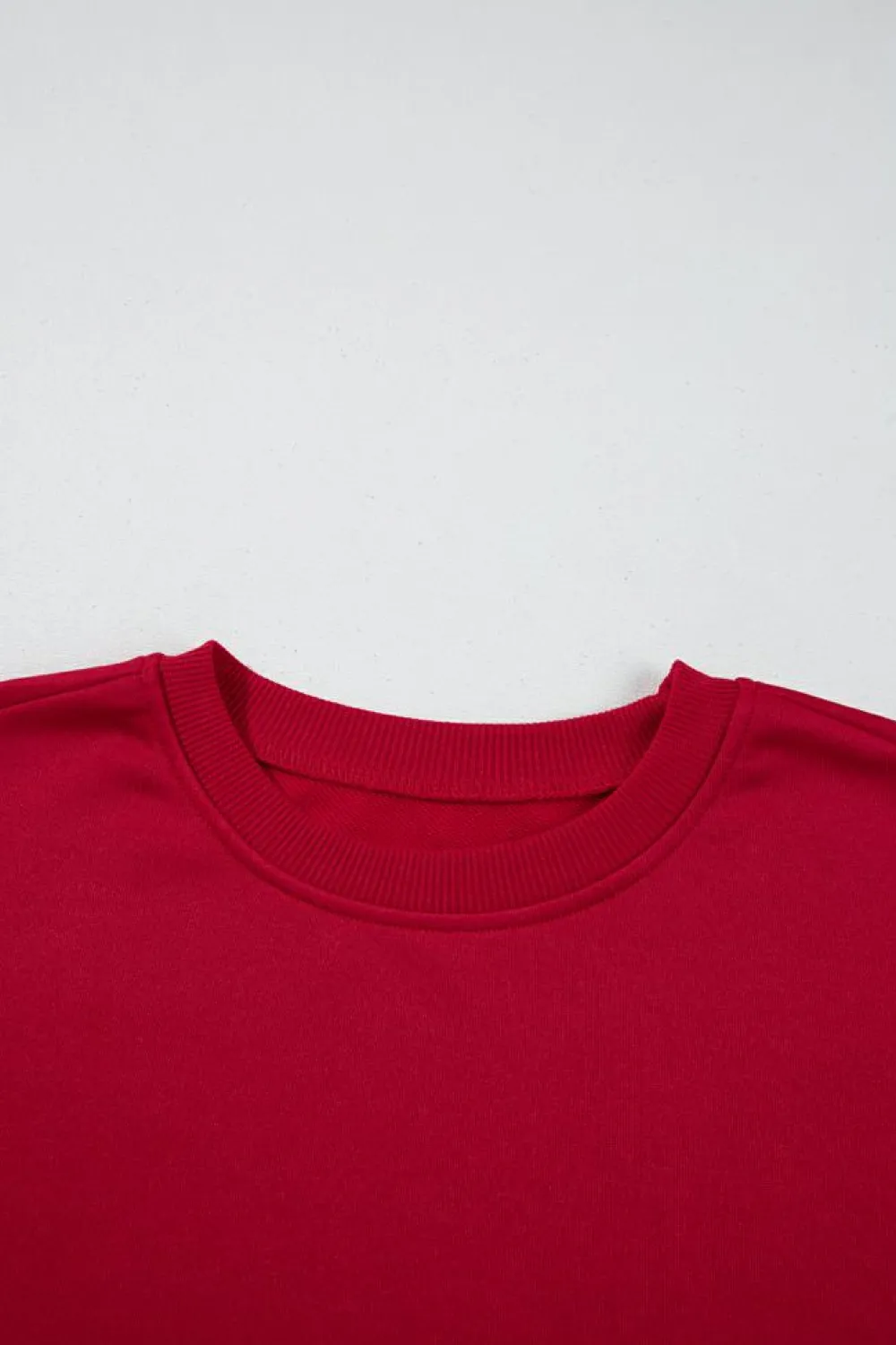Best Dear-Lover Contrast Bow Decor Dropped Sleeve Crewneck Sweatshirt Fiery Red