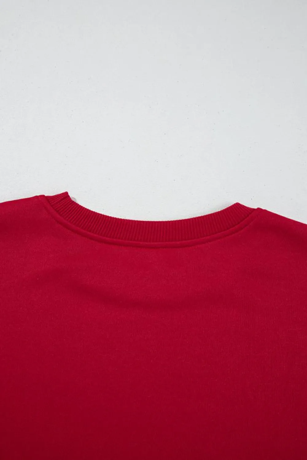 Best Dear-Lover Contrast Bow Decor Dropped Sleeve Crewneck Sweatshirt Fiery Red