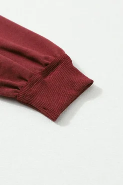 Fashion Dear-Lover Exposed Seam Twist Open Back Oversized Sweatshirt Fiery Red