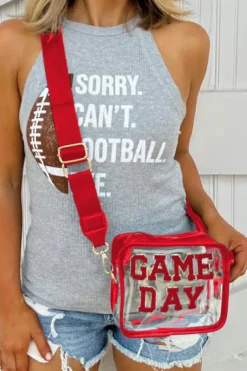 Outlet Dear-Lover GAME DAY Rugby Football Clear Shoulder Bag Fiery Red