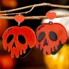 Fashion Dear-Lover Halloween Skull Heart Shape Acrylic Stud Earrings Fiery Red