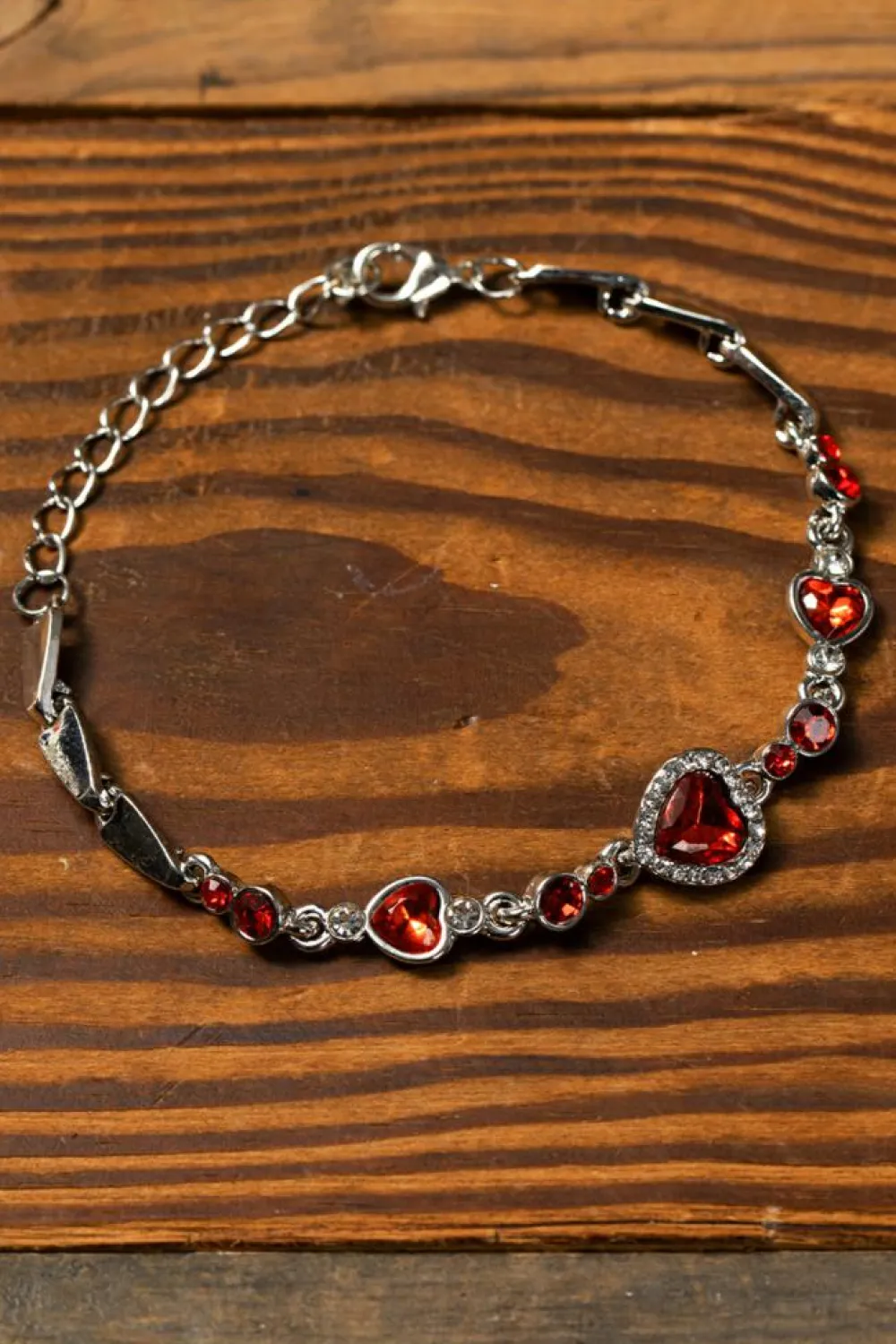 Discount Dear-Lover Heart-shape Gem Valentines Fashion Bracelet Fiery Red
