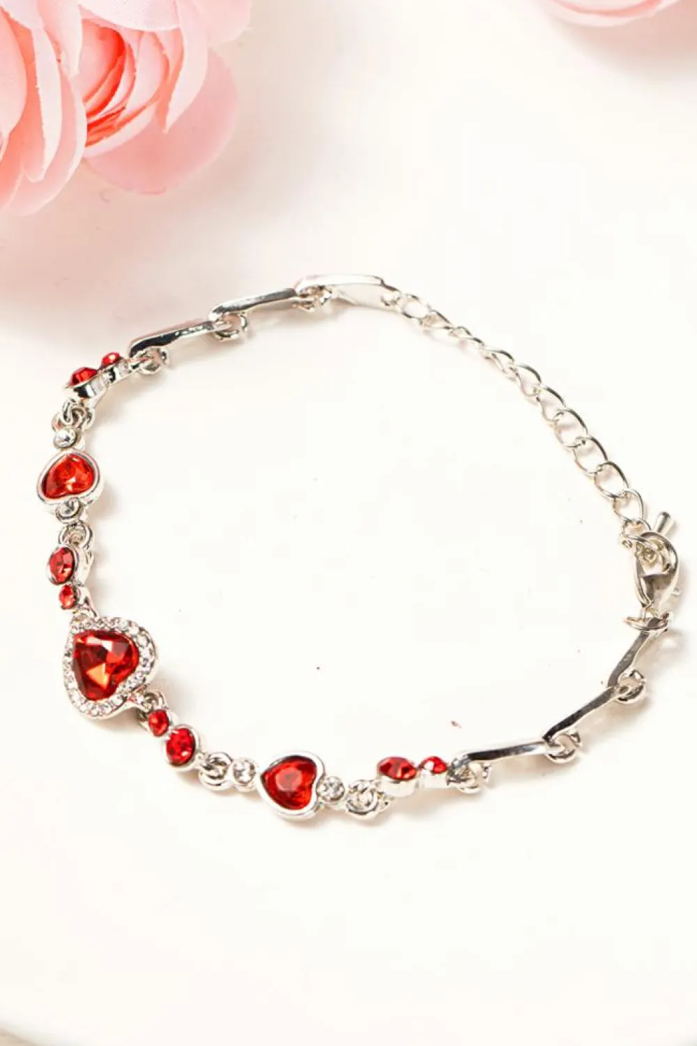 Discount Dear-Lover Heart-shape Gem Valentines Fashion Bracelet Fiery Red
