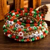 Fashion Dear-Lover HO HO HO MERRY Beaded Multi-Layer Bracelet Fiery Red