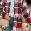 Best Dear-Lover Hooded Plaid Button Front Shacket Fiery Red