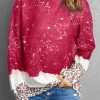 Clearance Dear-Lover Leopard Bleached Pullover Sweatshirt Fiery Red