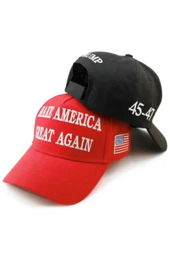 Fashion Dear-Lover MAKE AMERICA GREAT AGAIN Embroidered Peaked Cap Fiery Red