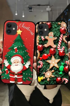 Fashion Dear-Lover Merry Christmas Vibe TPU Mobile Phone Shell Fiery Red