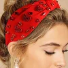 Sale Dear-Lover Rhinestone Heart Glass Drill Studded Knotted Wide Headband Fiery Red