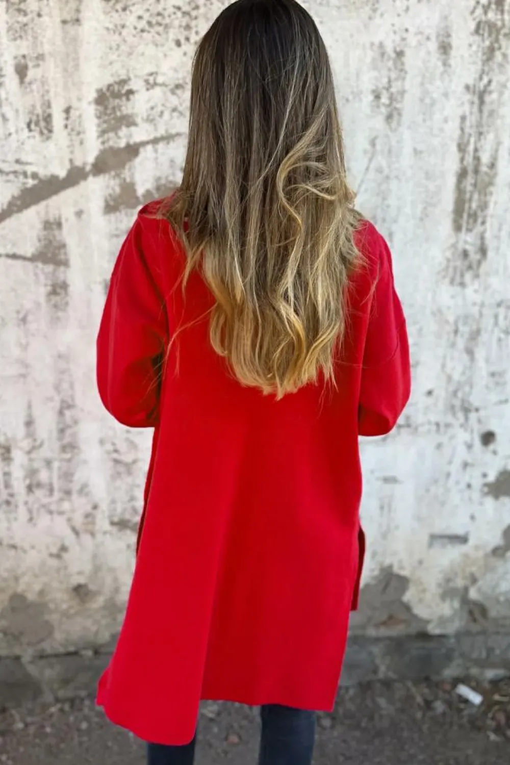 Fashion Dear-Lover Solid Color Casual Zip up Hooded Coat Fiery Red
