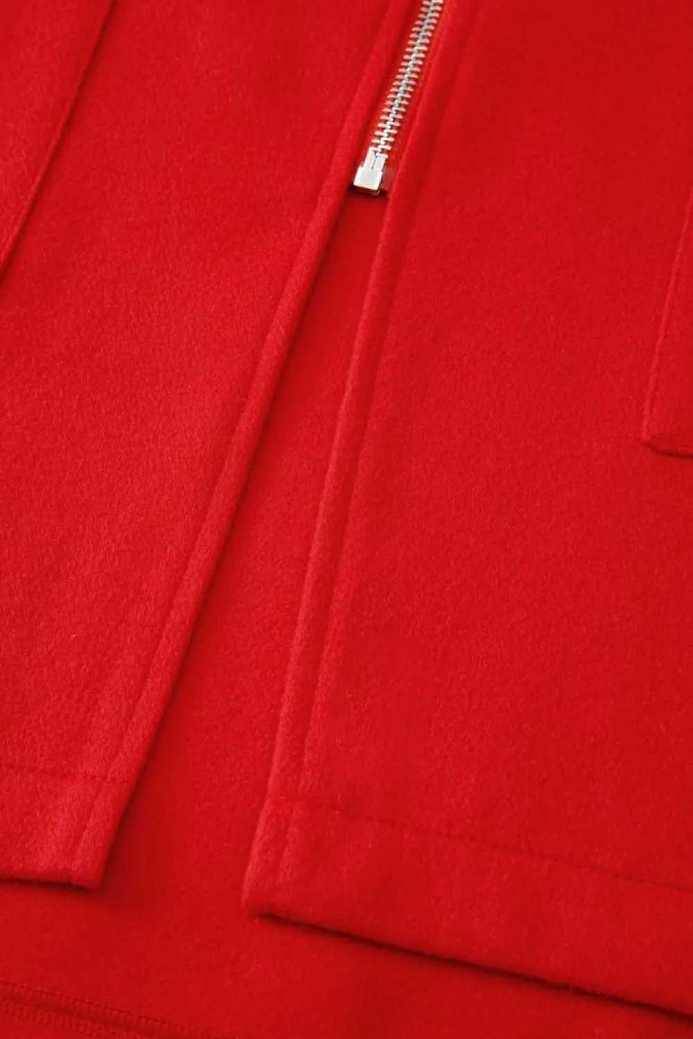 Fashion Dear-Lover Solid Color Casual Zip up Hooded Coat Fiery Red
