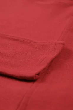 Hot Dear-Lover Solid Color Patchwork Long Sleeve Top Fiery Red
