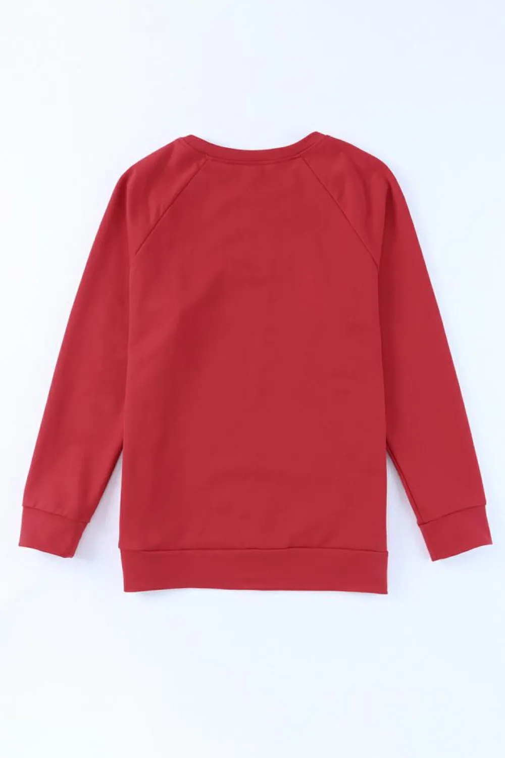Best Dear-Lover Solid Round Neck Raglan Sleeve Sweatshirt Fiery Red