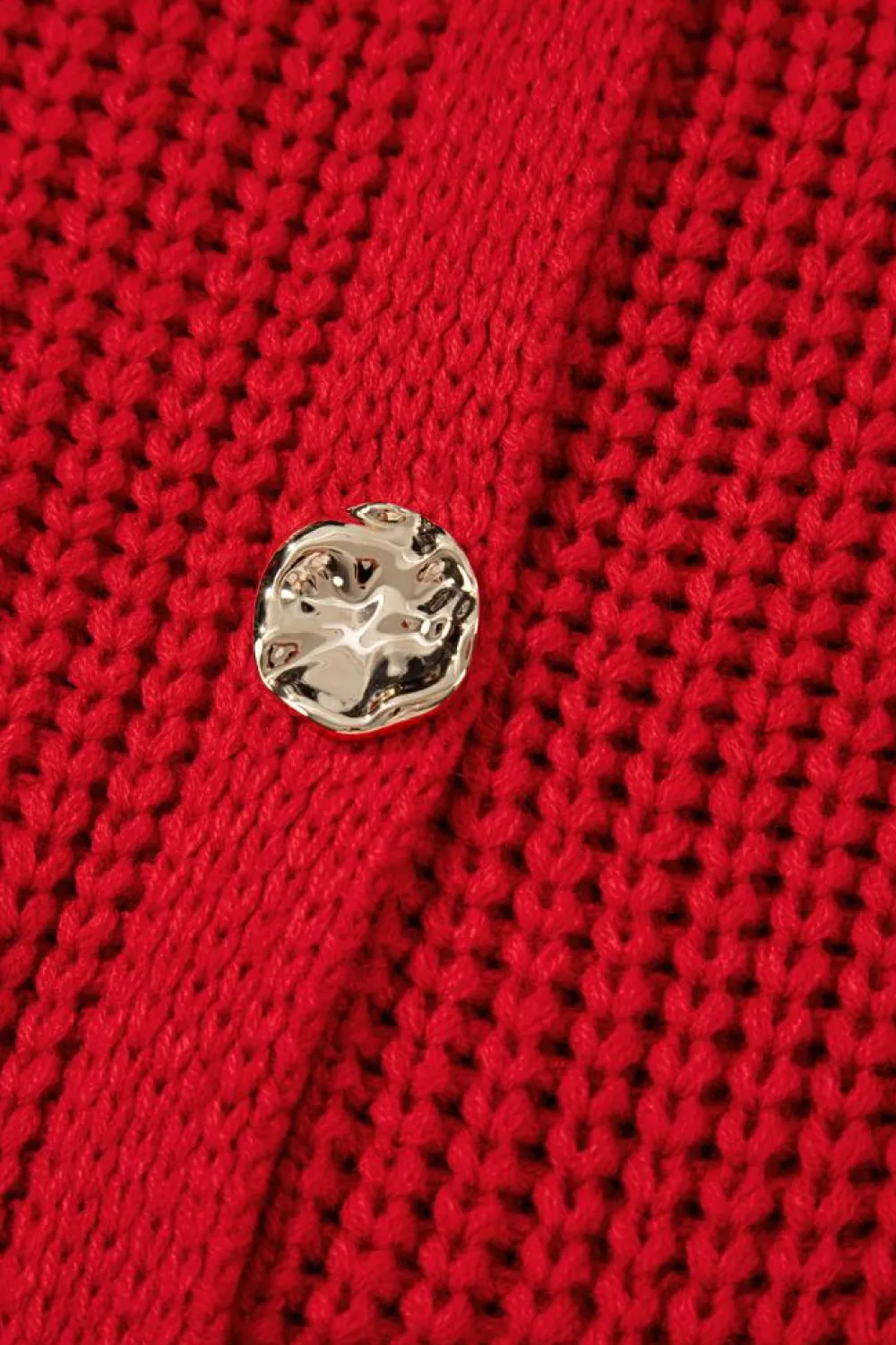 Best Dear-Lover Solid Textured Knit Side Pockets Buttoned Sweater Vest Fiery Red